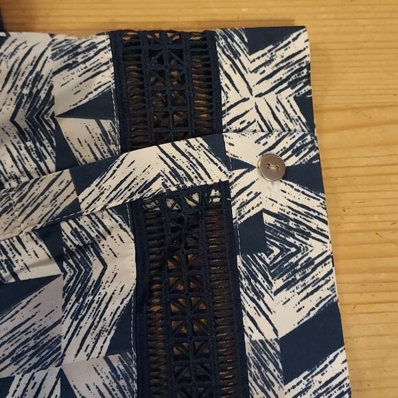 Alfani Blue and White Geometric Pattern A-Line Shift Dress Size 8 - Picture 15 of 15